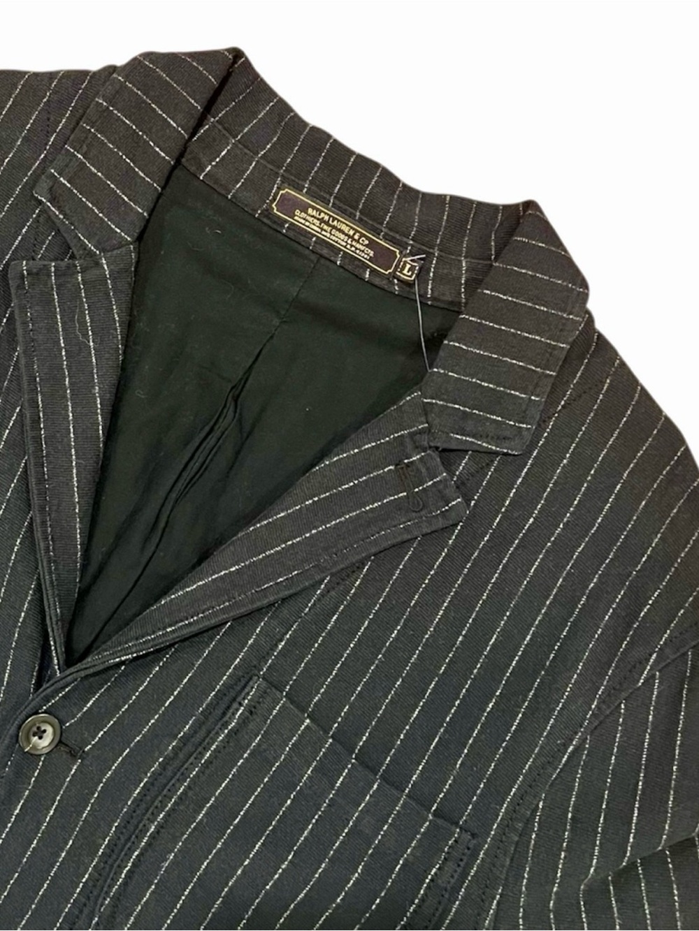 NWT Ralph Lauren Cotton Knit Striped 3-Button Unstructured Blazer Flatiron Large